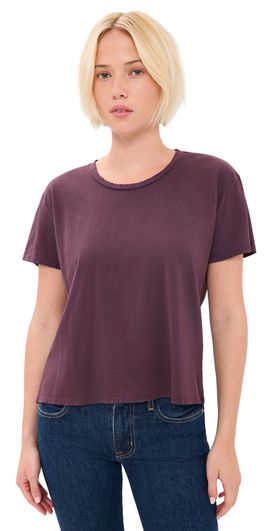 perfectwhitetee perfectwhitetee Short Sleeve Boxy Crew Tee Cherry Lacquer