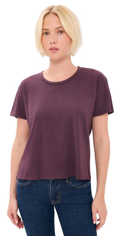 perfectwhitetee perfectwhitetee Short Sleeve Boxy Crew Tee Cherry Lacquer