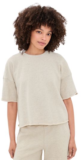 perfectwhitetee perfectwhitetee Short Sleeve Sweatshirt Tee Oatmeal (Scour)