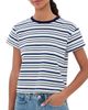 perfectwhitetee perfectwhitetee Stripe Supima Cotton Tee Navy Pacific Stripe - 1