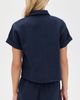 perfectwhitetee perfectwhitetee Tabitha Linen 1/4 Button Down Collared Tee Navy - 3
