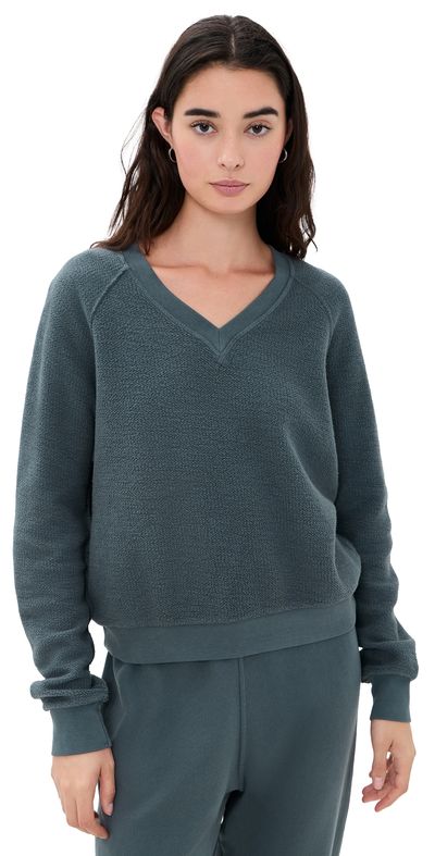 perfectwhitetee perfectwhitetee Zuri Reverse Fleece V Neck Sweatshirt Turbulence