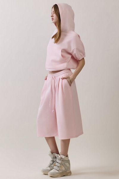 Personal Code Personal Code Juno Fleece Sweat Jorts in Baby Pink, Women's at Urban Outfitters