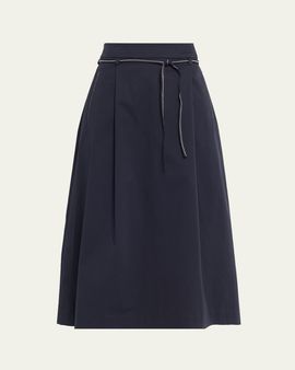 Peserico Belted Pleated-Front Midi-Skirt