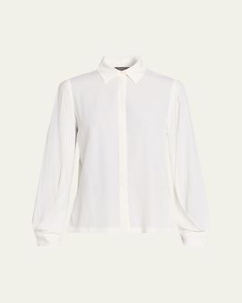 Peserico Draped-Sleeve Silk Crepe De Chine Shirt