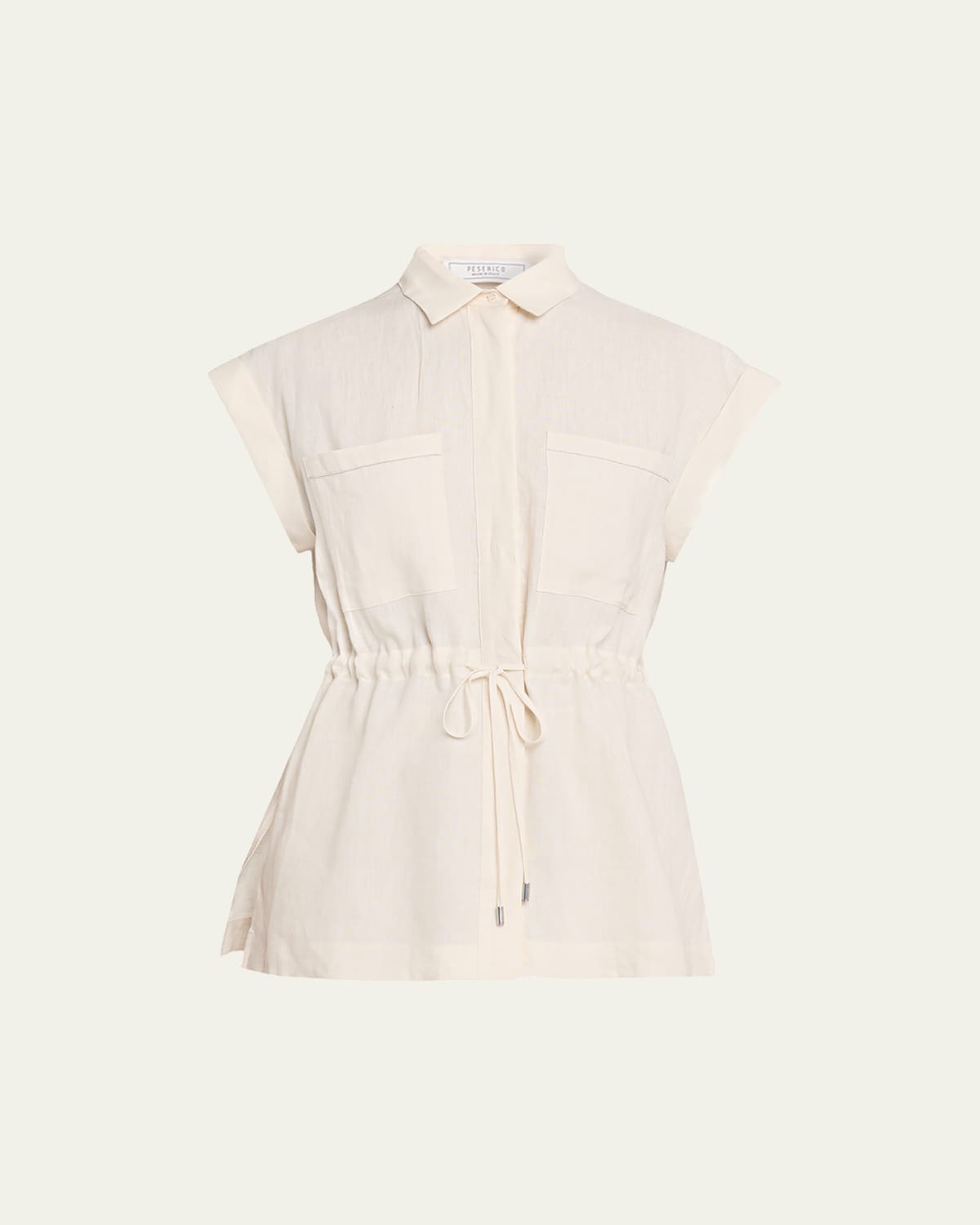 Peserico Drawstring Lightweight Linen Top