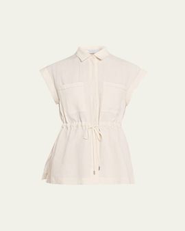 Peserico Drawstring Lightweight Linen Top