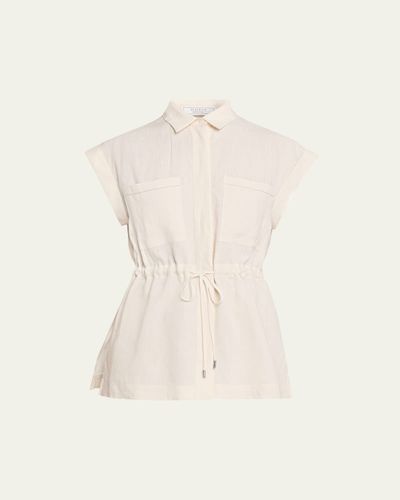 Peserico Drawstring Lightweight Linen Top