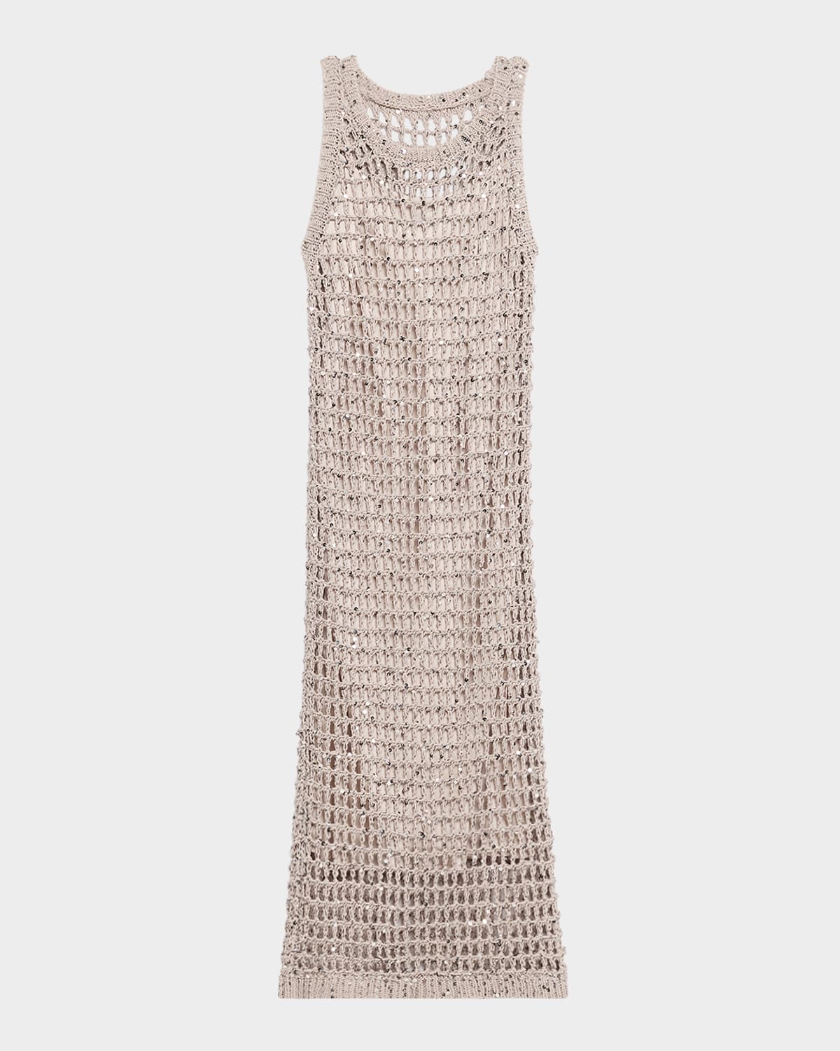 Peserico Embellished Open-Knit Cotton Midi-Dress