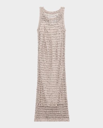 Peserico Embellished Open-Knit Cotton Midi-Dress