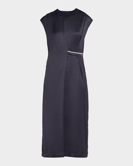 Peserico Gathered Cap-Sleeve Midi Dress