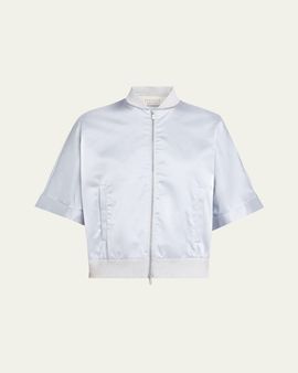 Peserico Glossy Cotton Sateen Bomber Jacket