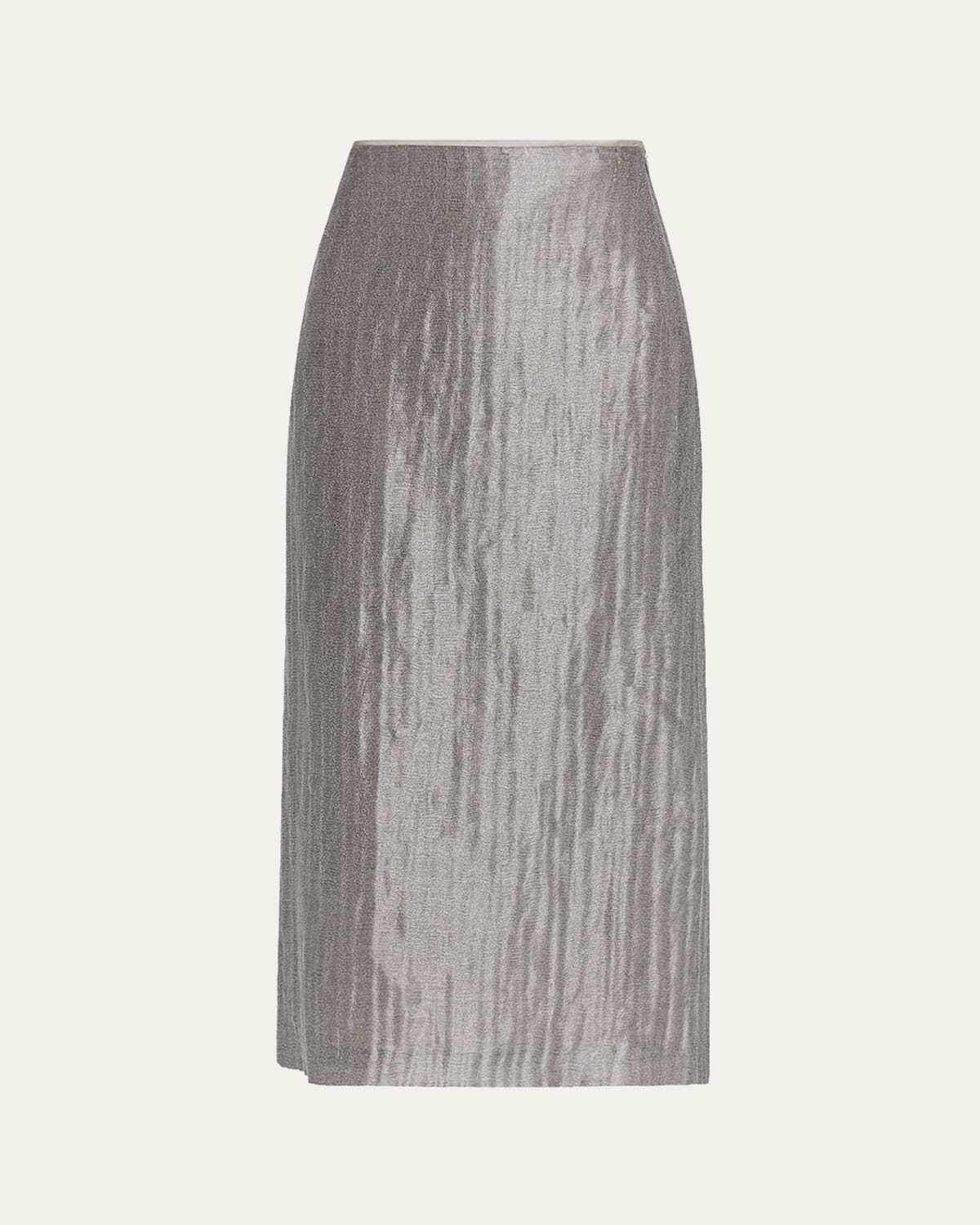Peserico Gonna Donna Metallic Linen Midi-Skirt