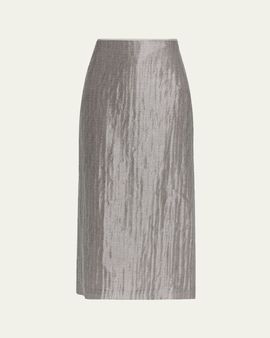 Peserico Gonna Donna Metallic Linen Midi-Skirt