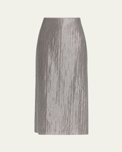 Peserico Gonna Donna Metallic Linen Midi-Skirt