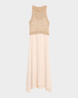 Peserico Linen, Cotton and Lurex Long Sleeveless Dress