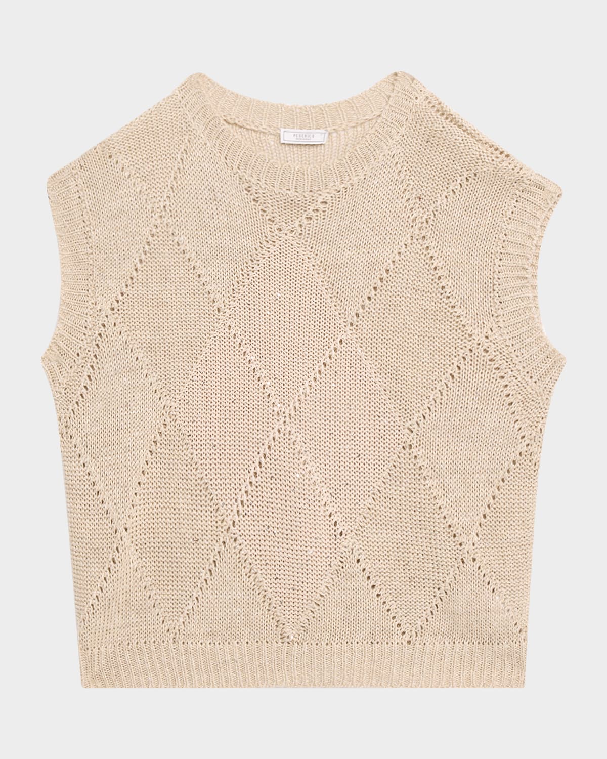 Peserico Linen Cotton Cap-Sleeve Tricot Sweater
