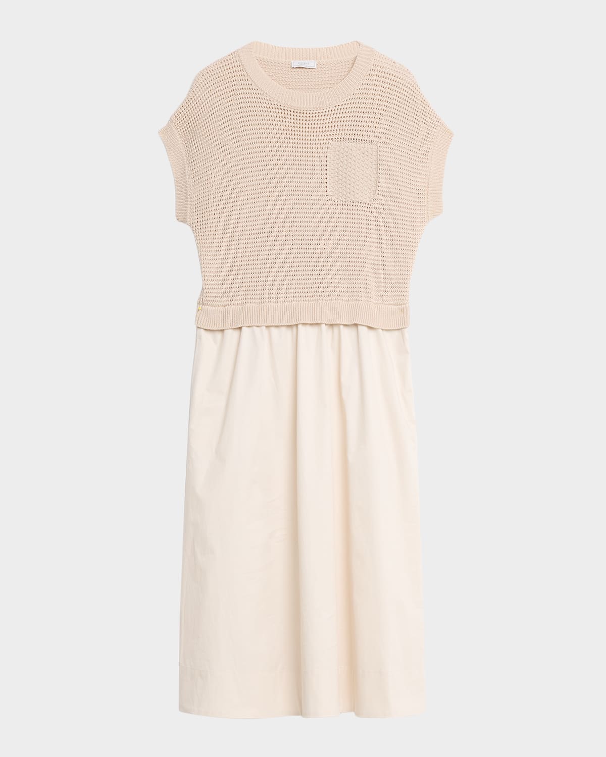 Peserico Mixed Media Cotton Midi Dress