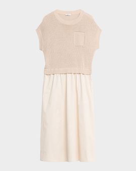 Peserico Mixed Media Cotton Midi Dress