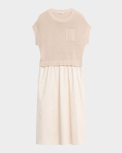 Peserico Mixed Media Cotton Midi Dress