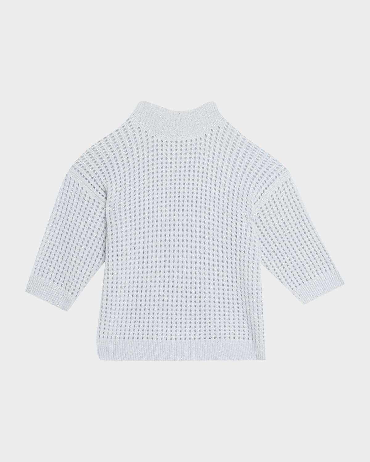 Peserico Mock-Neck Sequin Open Knit Sweater