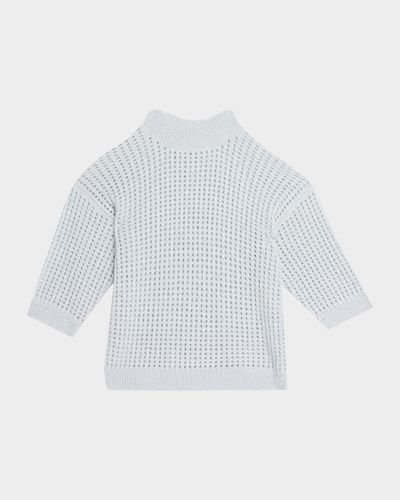 Peserico Mock-Neck Sequin Open Knit Sweater