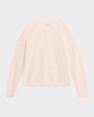 Peserico Openwork Cotton Knit Drop-Shoulder Sweater
