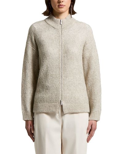 Peserico Peserico Boucle Zip Up Sweater with Micro-Sequins