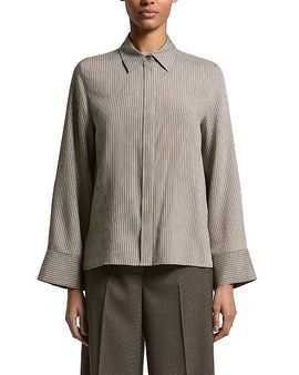 Peserico Peserico Printed Melange Leaf Collar Shirt