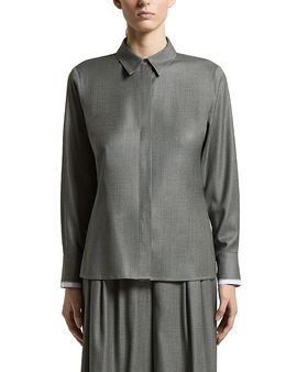 Peserico Peserico Shiny Wool & Viscose Stretch Twill Shirt
