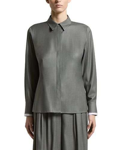 Peserico Peserico Shiny Wool & Viscose Stretch Twill Shirt