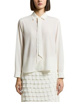 Peserico Peserico Silk Stretch Crepe de Chine Tie Neck Top