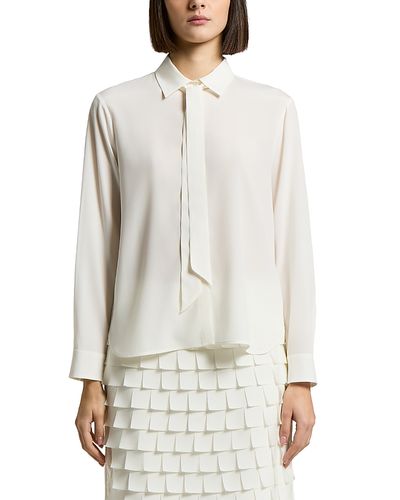 Peserico Peserico Silk Stretch Crepe de Chine Tie Neck Top