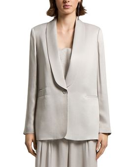 Peserico Peserico Single Breasted Woman Jacket in Flowy Cupro Viscose Washed Effect with Shawl Collar