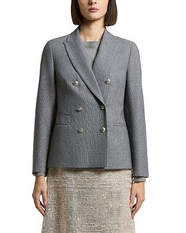 Peserico Peserico Woman Double Breasted Blazer Jacket in Stretch Wool Viscose Lurex Micro Pied de Poule