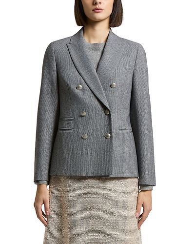 Peserico Peserico Woman Double Breasted Blazer Jacket in Stretch Wool Viscose Lurex Micro Pied de Poule
