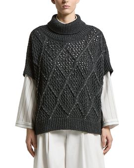 Peserico Peserico Wool Blend Turtleneck Cape Sweater