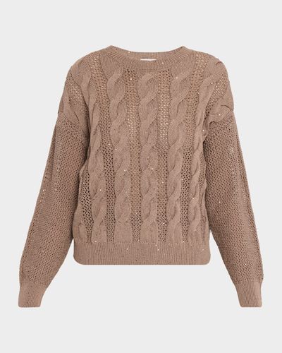 Peserico Sequined Cotton Cordonnet Knit Sweater