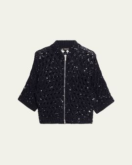 Peserico Sequined Open-Stitch Knit Sweater