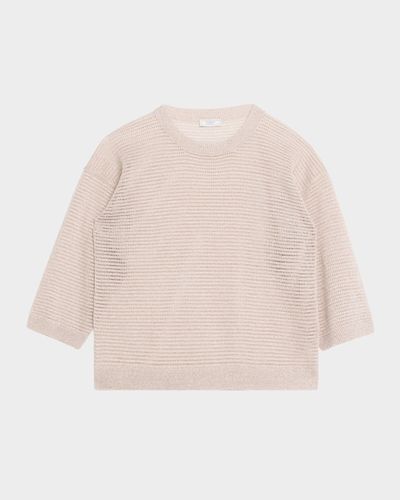 Peserico Shimmer Open-Knit Crewneck Sweater