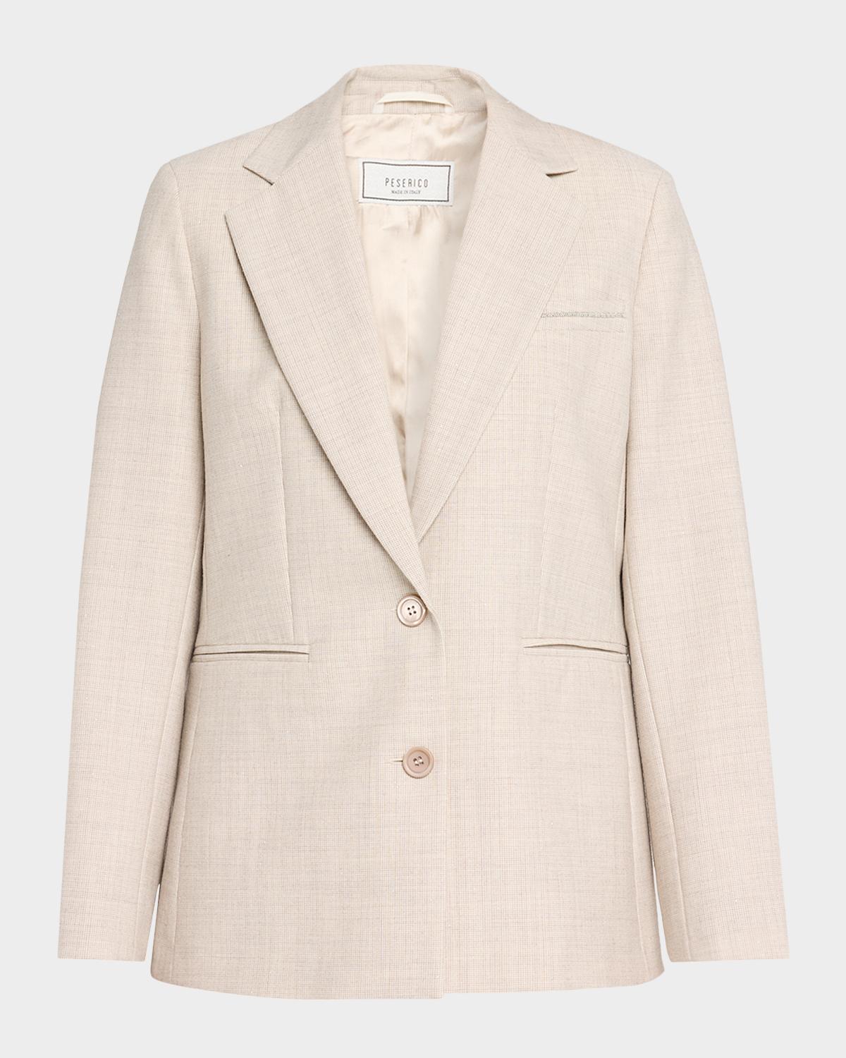 Peserico Single-Breasted Houndstooth Jacket