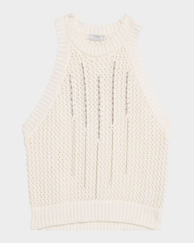 Peserico Sleeveless Cotton Knit Ribbon Top