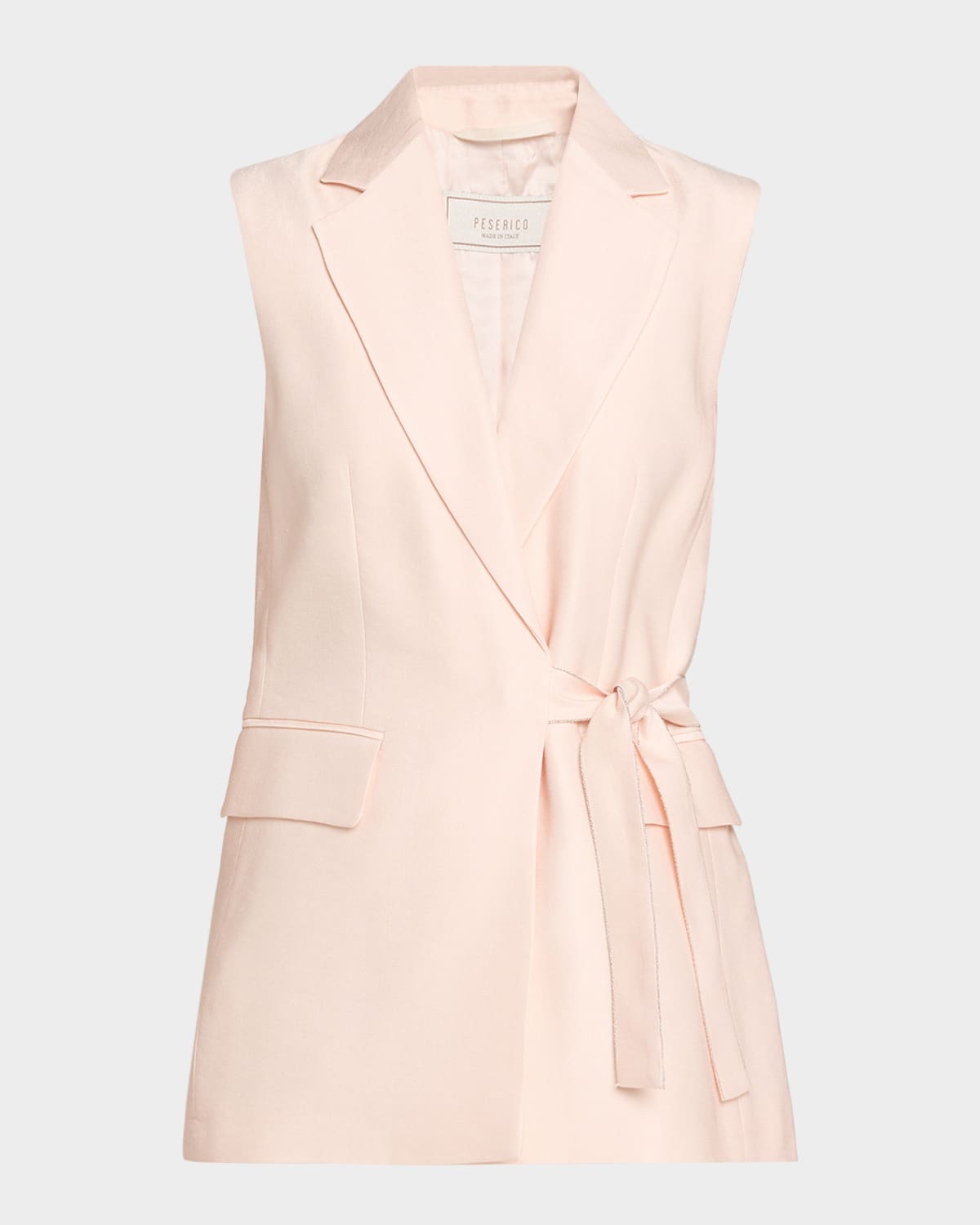 Peserico Sleeveless Silk-Blend Wrap Blazer