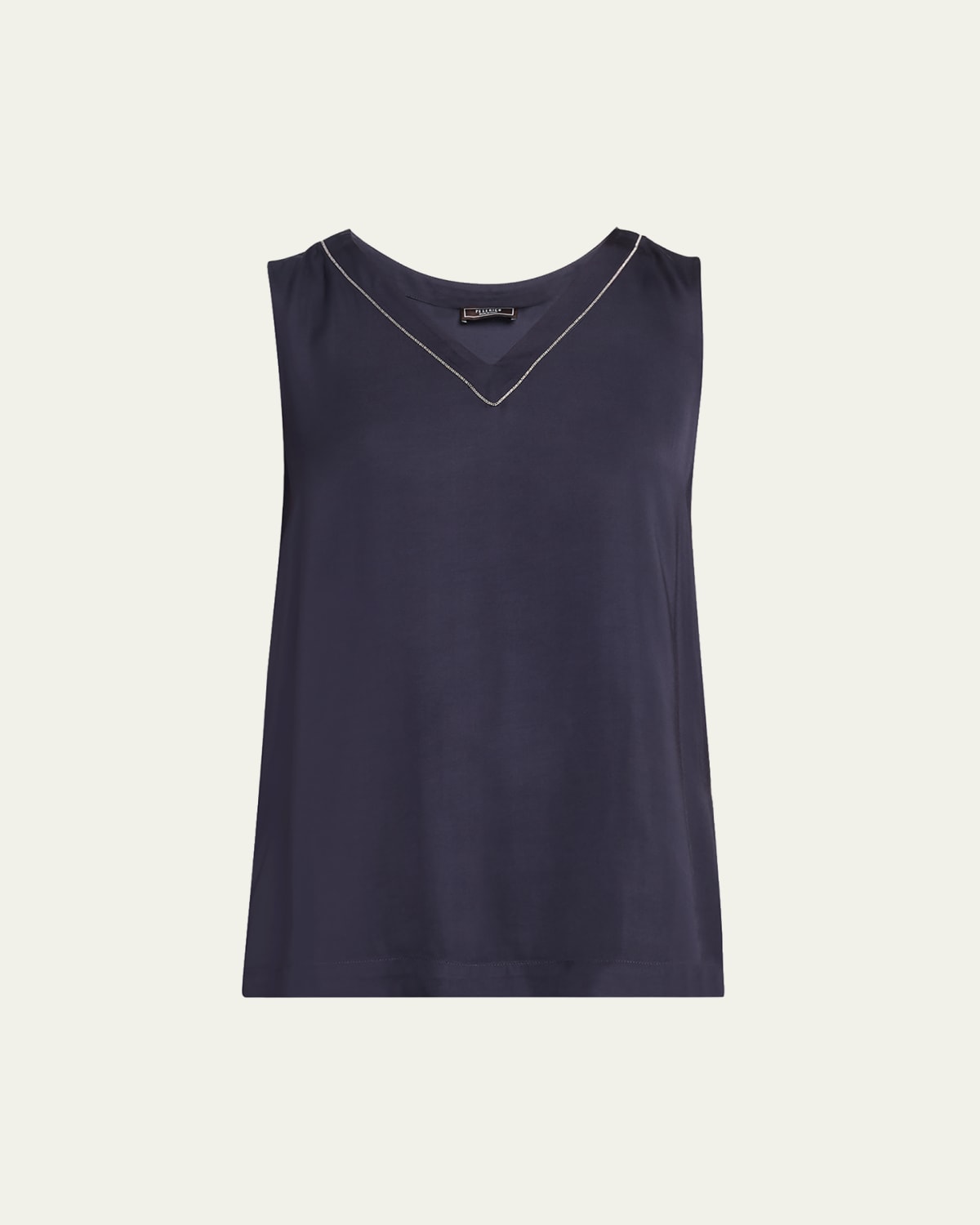 Peserico Sleeveless V-Neck Viscose Satin Top
