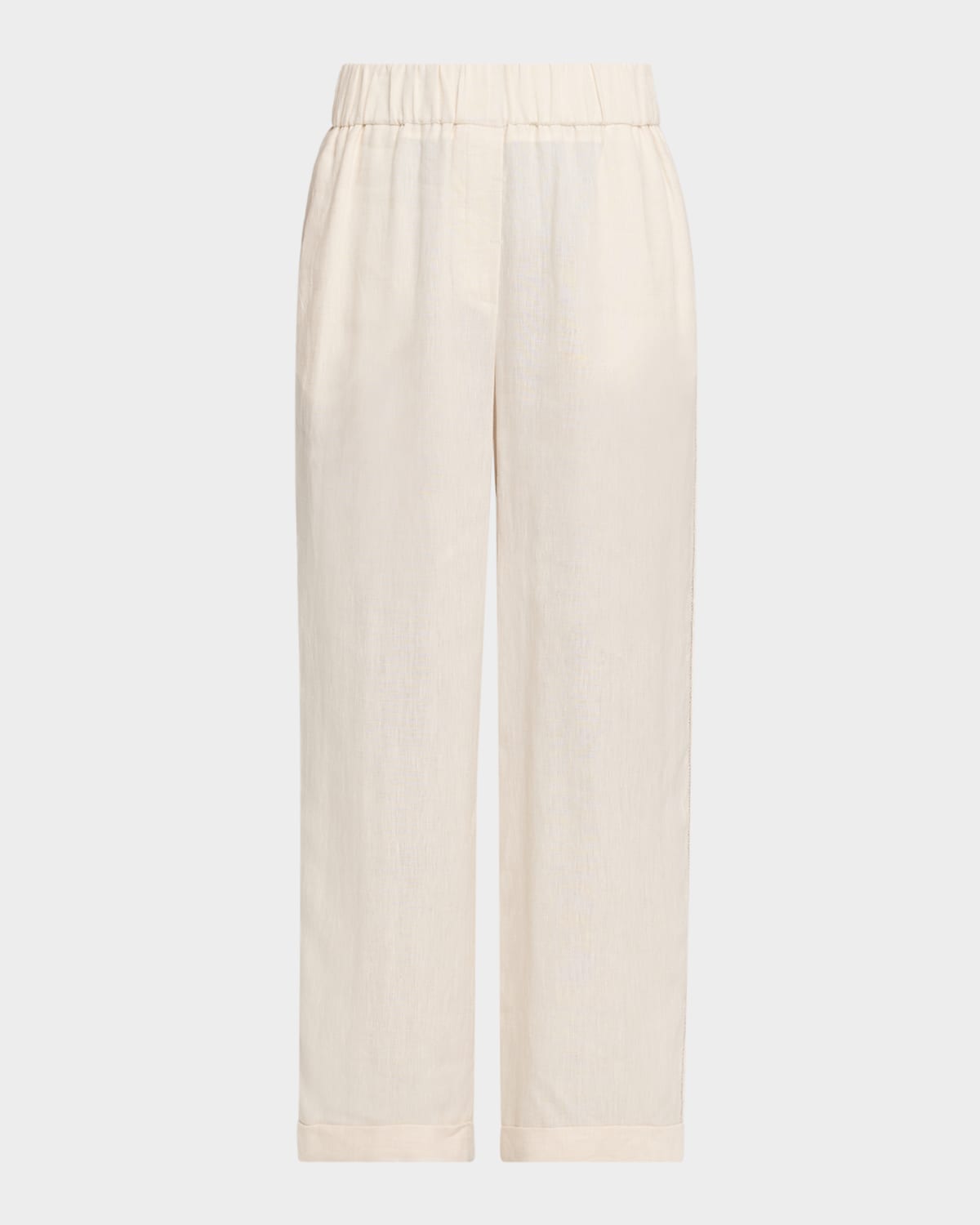 Peserico Straight-Leg Linen Ankle Pants