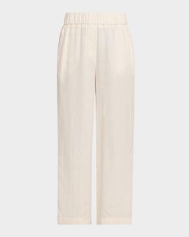 Peserico Straight-Leg Linen Ankle Pants