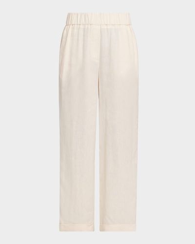Peserico Straight-Leg Linen Ankle Pants