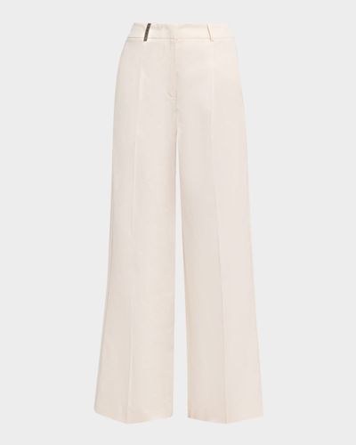 Peserico Stretch Cotton Sateen Palazzo Trousers