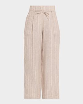 Peserico Striped Straight-Leg Ankle Pants