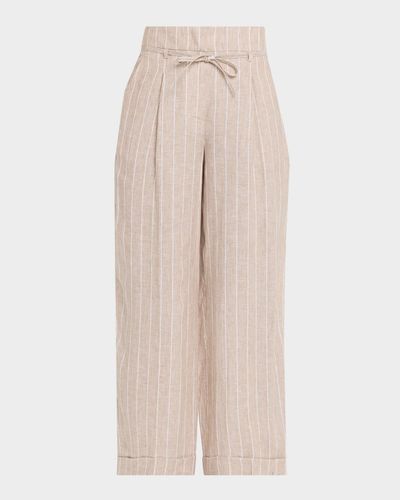 Peserico Striped Straight-Leg Ankle Pants
